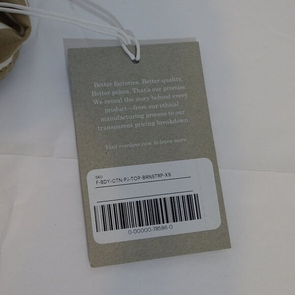 Everlane Woven Cotton Pajama Top Women Size XS Brown Stripe Button Up Long Slv - Picture 7 of 8